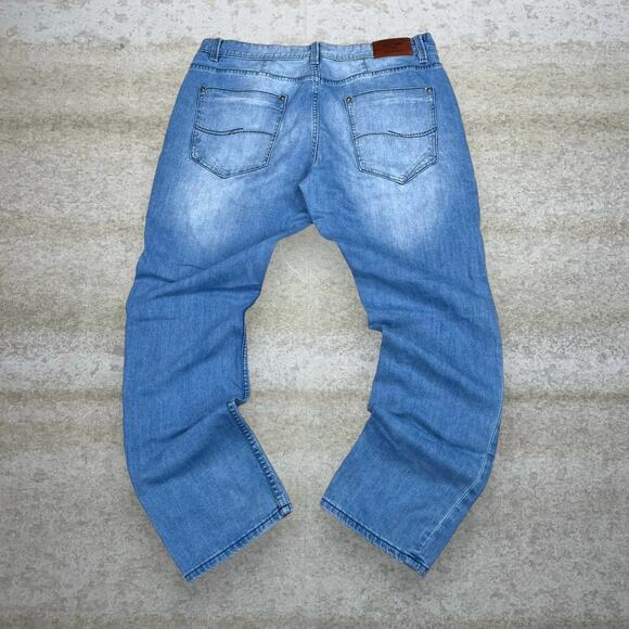 Vintage Skater Wide Leg Jeans XIOS Light Wash Baggy Denim Embroidered Rap Y2K